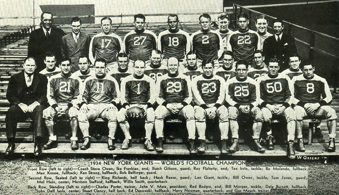 1934 NFL Champion New York Giants